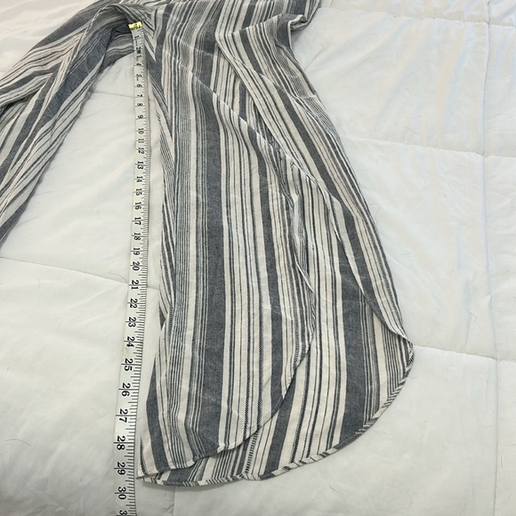 Anthropologie DREW Wide Split Leg Strapless Striped Romper Size XS cream blue - Picture 8 of 8